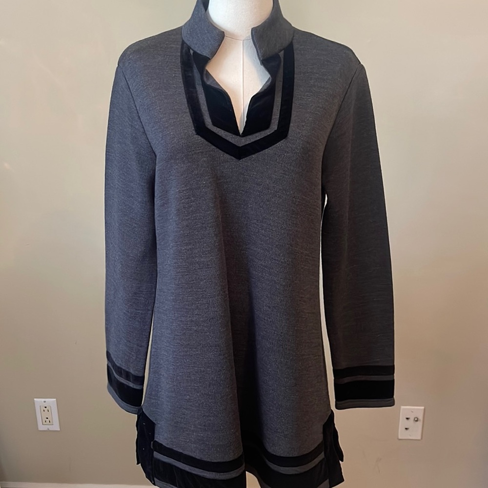 Soft Surroundings Knit Velvet Trimmed Tunic Small